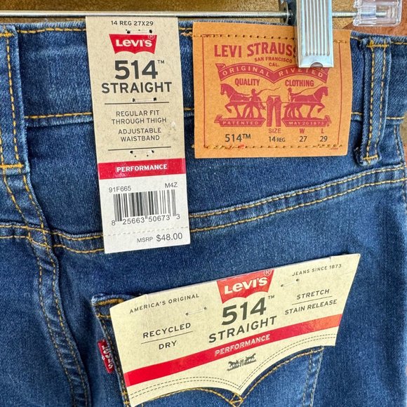 Levi's 514 Straight Regular Fit Performance Jeans for Boys NWT Size 14 Comfy - Picture 3 of 7